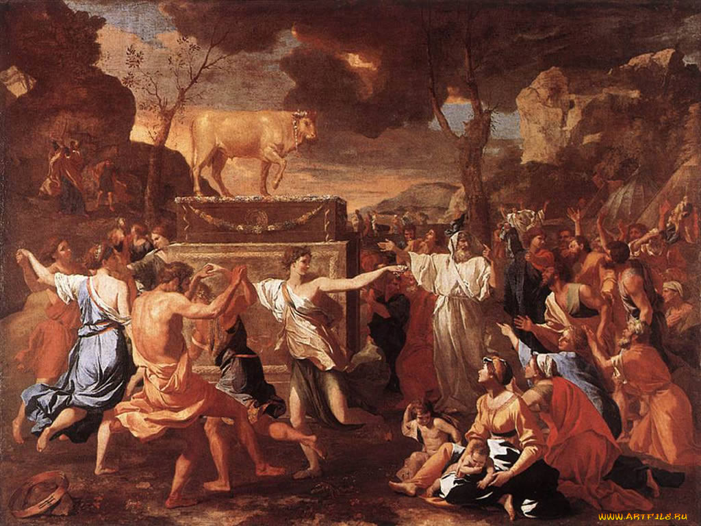 adoration, of, the, golden, calf, , nicolas, poussin